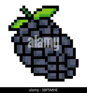 Blackberry fruit in pixel art style Stock Vector