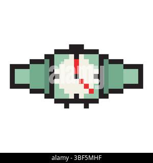 Wristwatch in pixel art style Stock Vector