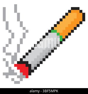 8 bit cigarette Pixel 8 bit cigarette and no smoking sign - vector, isolated Stock Vector  Image & Art