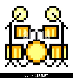 Drum set in pixel art style Stock Vector