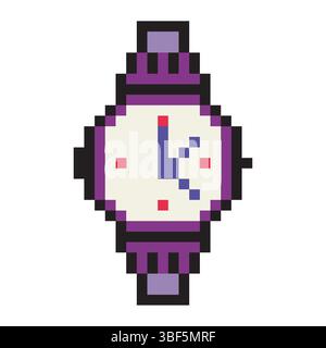 Wristwatch in pixel art style Stock Vector
