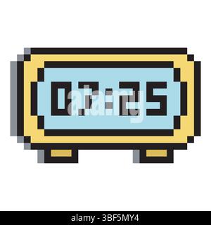 Digital alarm clock in pixel art style Stock Vector
