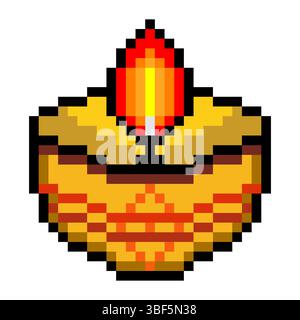 Happy diwali celebration in pixel art style Stock Vector