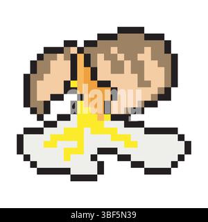 Broken egg with pixel art design Stock Vector
