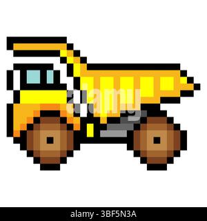 Dump truck heavy equipment pixel art Stock Vector