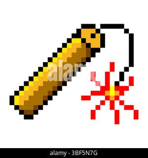 Dynamite explosive in pixel art style Stock Vector