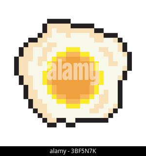 Fried egg with pixel art design Stock Vector