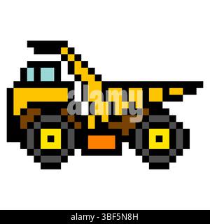 Mining heavy equipment dump truck with pixel art Stock Vector