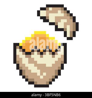 Broken egg with pixel art design Stock Vector