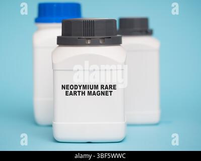 Neodymium (Nd). Rare earth magnet Key in high-performance magnets, wind turbines and electric vehicles. Stock Photo