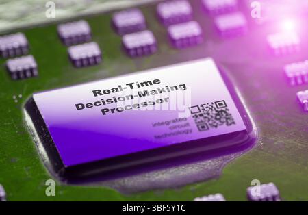 Real-time decision-making processor. Integrated chips focused on ultra-fast AI-based decision-making. Stock Photo