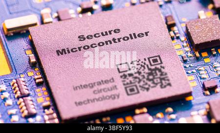 Secure microcontroller. Designed with embedded security features for classified data processing. Stock Photo