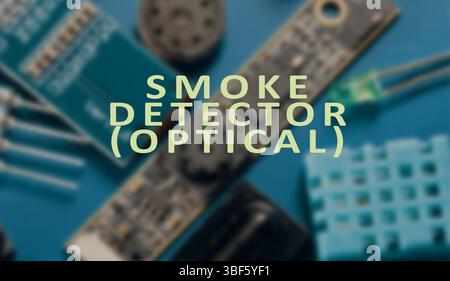 Smoke detector (optical). Detects smoke using light scattering techniques. Stock Photo