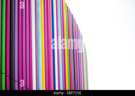 Liverpool, England - July 20, 2019: Exterior of Costa Coffee location featuring colourful tubes in downtown Liverpool Stock Photo