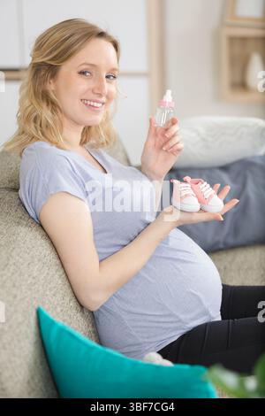 a portrait of pregnant woman smiling Stock Photo