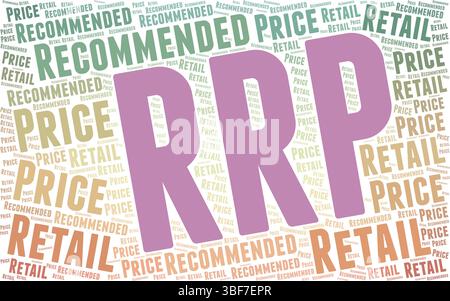 Recommended Retail Price - RRP word cloud conceptual design isolated on white background. Stock Vector