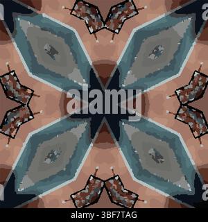 Blue Brown Star Kaleidoscope Vector Pattern Stock Vector