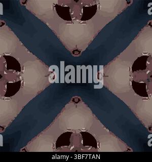 Blue Beige Abstract Kaleidoscope Vector Pattern Stock Vector