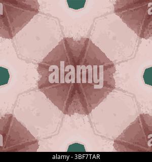 Pink Green Star Kaleidoscope Vector Pattern Stock Vector