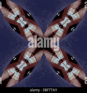 Blue Brown Butterfly Kaleidoscope Vector Pattern Stock Vector