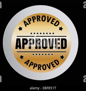 Approved Logo Design – Golden Check Mark Symbol for Branding, Certificate, and Official Use Stock Vector
