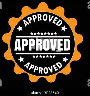 Approved Logo Design – Golden Check Mark Symbol for Branding, Certificate, and Official Use Stock Vector