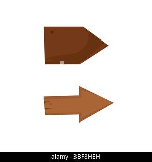 Wooden arrow signs pointing opposite directions, rustic style illustration isolated on white. Stock Vector