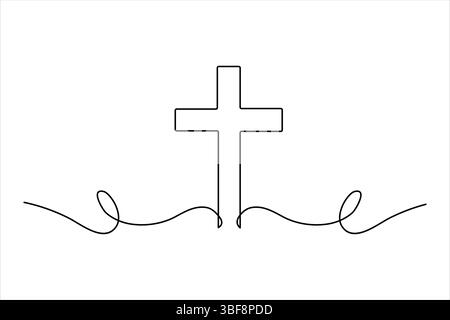 Minimalist Christian icon of three crosses outline Stock Vector