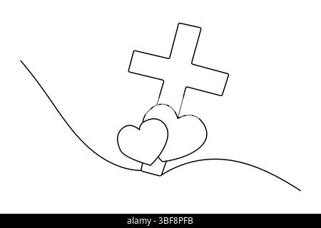 Minimalist Christian icon of three crosses outline Stock Vector