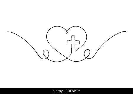 Minimalist Christian icon of three crosses outline Stock Vector