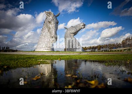 'The Kelpies' by Andy Scott in The Helix Park, Falkirk, Scotland. Stock Photo