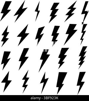 Lightning bolt icons collection set isolated on white background ...