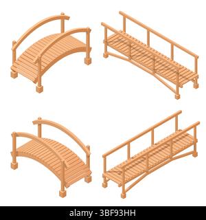 Wooden bridge vector illustrations Stock Vector