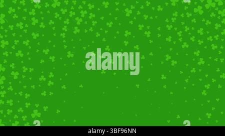 Happy Saint Patrick's day green background. Green clover leaves pattern. Vector illustration. Stock Vector