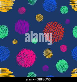 Seamless pattern with hand drawn black circle scribble smear. Abstract grunge texture. Vector illustration Stock Vector