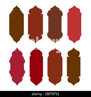 Oriental Red Elegant Frame or Border Background Set Stock Vector