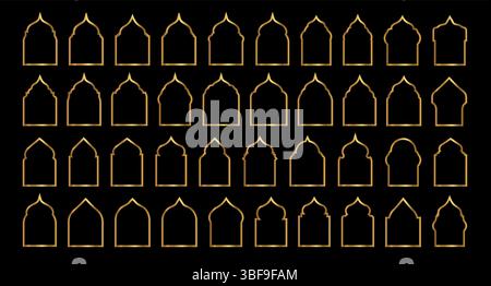 Moroccan Style Arabic Gold Arch Set Stock Vector