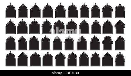 Arabic Moroccan Style Arch Border Set Stock Vector