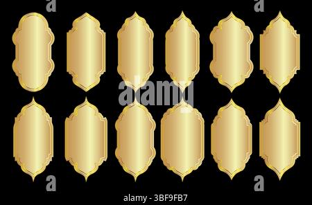 Oriental Gold Moroccan Style Frame or Border Background Set Stock Vector