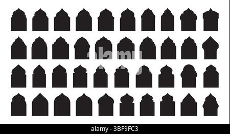 Arabic Moroccan Style Arch Silhouette Set Stock Vector