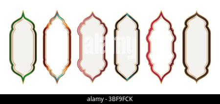 Oriental Colorful Elegant Frame or Border Background Set Stock Vector