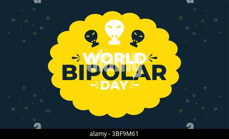 World Bipolar Day Awareness Design Mental Health and Mood Disorders Stock Vector