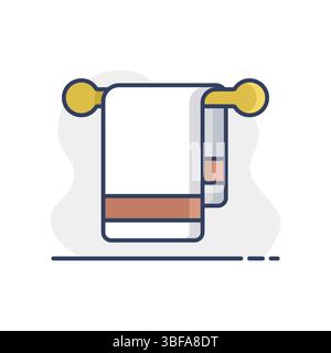 Towel in hook vector isolated icon. Hotel sign. Graph symbol for travel and tourism web site and apps design, logo, app, UI Stock Vector