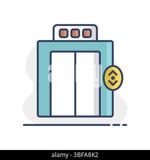 Elevator, lift flat vector isolated icon. Graph symbol for travel and tourism web site and apps design, logo, app, UI Stock Vector