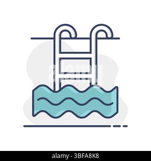 Swimming pool flat vector isolated icon. Graph symbol for travel and tourism web site and apps design, logo, app, UI Stock Vector