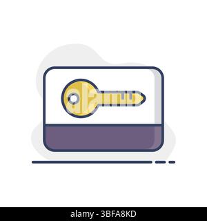 Card key flat vector isolated icon. Graph symbol for travel and tourism web site and apps design, logo, app, UI Stock Vector