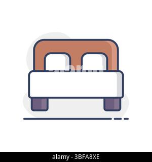 Double bed flat vector isolated icon. Graph symbol for travel and tourism web site and apps design, logo, app, UI Stock Vector
