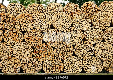 Stacked firewood, firewood pile, Stock Photo