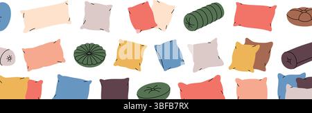 Orthopedic pillows horizontal banner. Soft pillows for sleeping. Vector illustration. Stock Vector