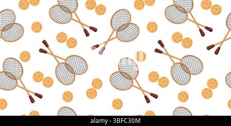 Horizontal Pattern with Tennis Rackets and Balls Stock Vector